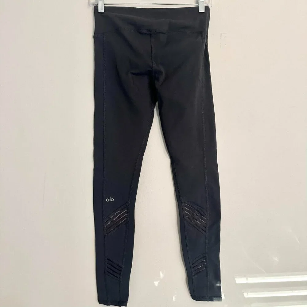 Alo Multi Legging Mid Rise Sporty Moto Mesh Paneling Pant - Small